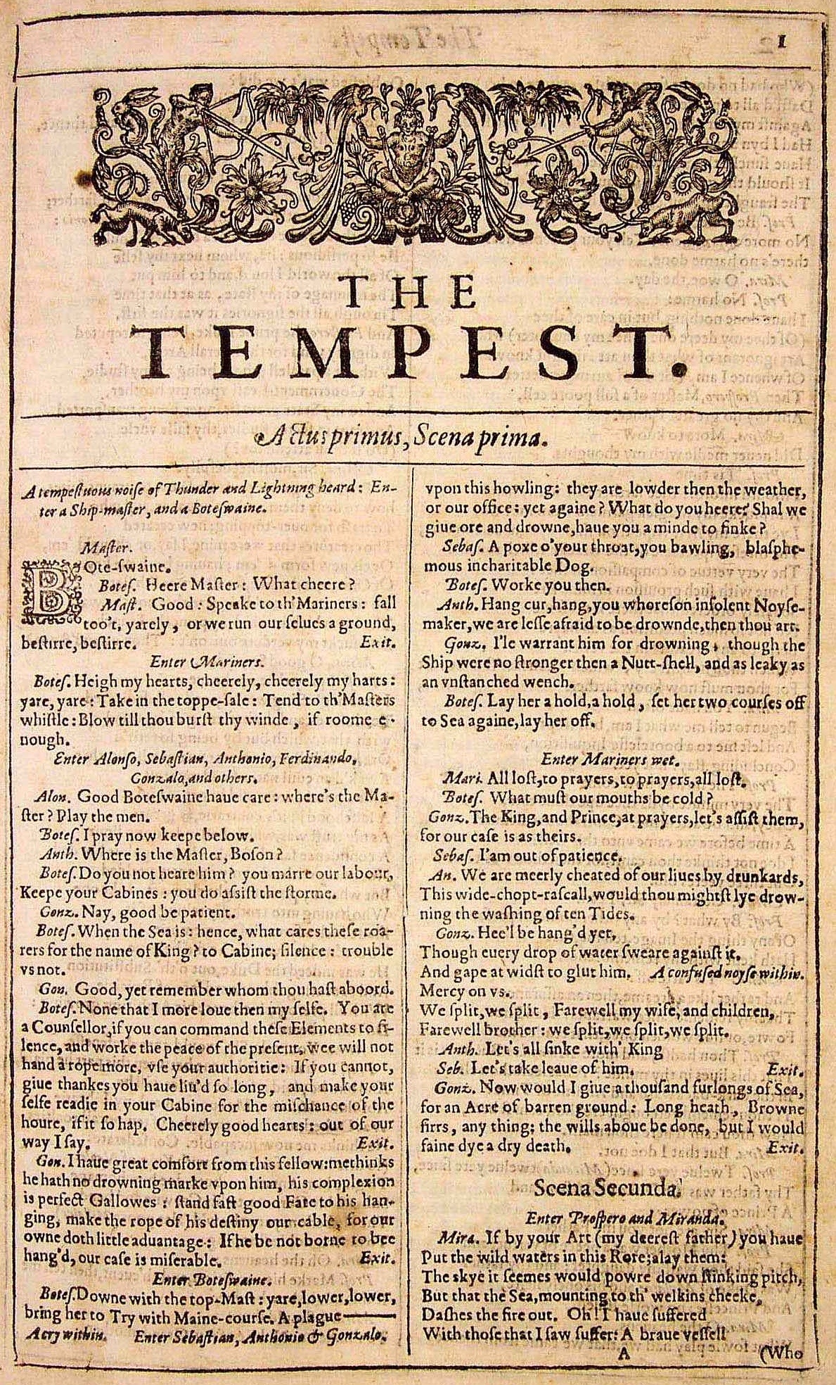 The Tempest, title page